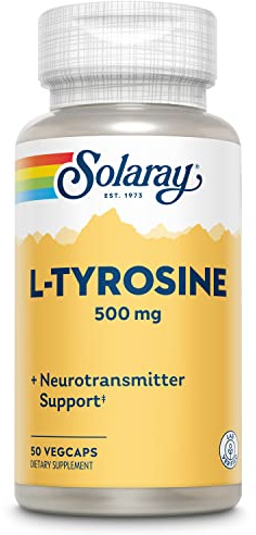 Solaray L-Tyrosine Free Form Supplement, 500 mg, 50 Count