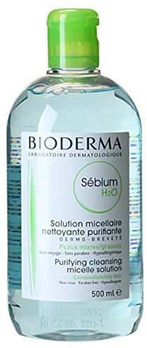 Bioderma - Sebium H2O Purifying Cleansing Micelle Solution (For Combination/Oily Skin) Non-Rinse, Paraben-Free, Hypoallergenic - 500 Milliliter/16.7 Fluid Ounce