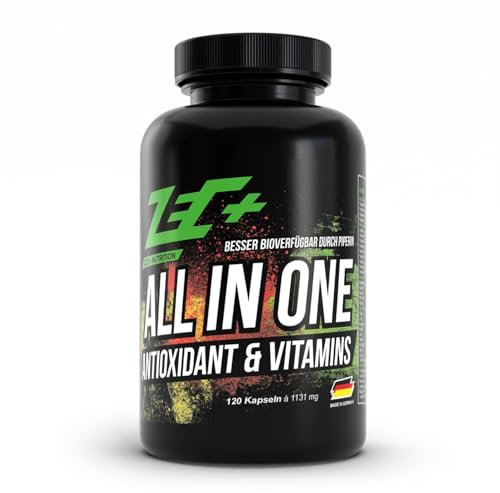 Zec+ Nutrition ALL in ONE Antioxidantien & Vitamine - 120 Kapseln, Multivitamin-Präparat mit Kombination aus Vitaminen, Mineralstoffen, Spurenelementen und OPC-Traubenkernextrakt, Made in Germany