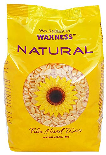 Waxness Film Hard Wax Beads Natural 2.2 lb (1 kg) – Stripless Professional Hard Wax for Face & Body, Smooth Application, Suitable for Sensitive Skin – Made in Italy
