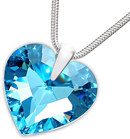 LILLY MARIE Silberne Damen Halskette Mit Herzanhänger In Strahlendem Blau