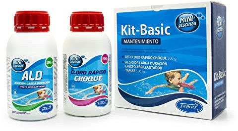 Tamar Kit Basic Mantenimiento Mini Piscinas, Cloro Choque acción rápida + Antialgas