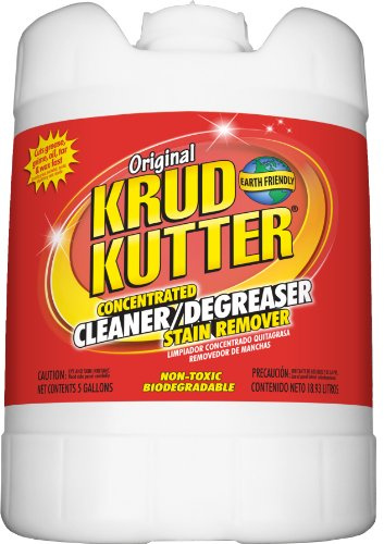Krud Kutter Original Concentrated Cleaner Degreaser, 5 Gallon, Heavy Duty Multi Surface Cleaner for Grease, Oil and Tough Stains, Dilutable Formula for Commercial, Garage and Outdoor Use
