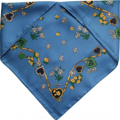 German Wear Halstuch Trachtentuch mit Herzmuster nikituch 53x53cm avio blau
