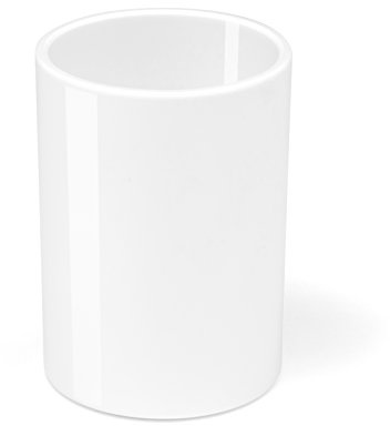 Osco White Plastic Pen Pot – Round Transparent Pencil Holder & Desk Tidy – Durable Office Organiser for Stationery, Pens, Pencils & Makeup Brushes – H11 x W8 x D8 cm