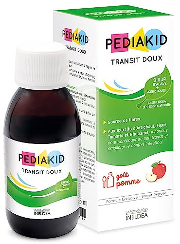 PEDIAKID - Complément Alimentaire Naturel Transit Doux - Formule Exclusive au Sirop d'Agave - Contribue à Réguler - Arôme de Pomme - Flacon de 125 ml