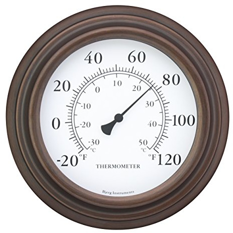 8 Decorative Indoor/Outdoor Patio Wall Thermometer (Bronze)