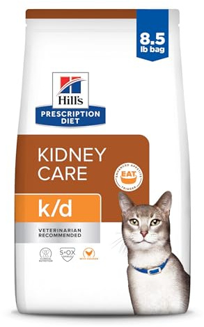 Hill's Prescription Diet k/d Kidney Care with Chicken Dry Cat Food, Veterinary Diet, 8.5 lb. Bag