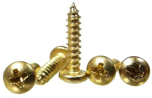 100pc. #4 x 1/2 Brass-Plated Phillips Round-Head Wood Screws