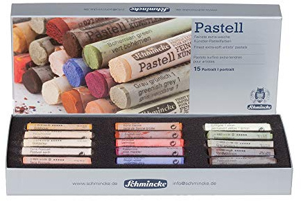 Schmincke – Pastell, 15 Farben „Portrait“, 77 415 097, Kartonset mit 15 Pastellstiften, handgefertigte Pastelle, brillante, samtmatte, höchst lichtechte Farbtöne