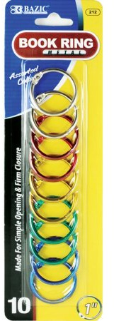 BAZIC 1 Assorted Color Metal Book Rings (10/Pack) (Case of 144)