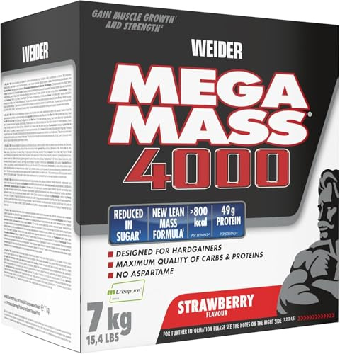 Weider Mega Mass 4000 (7000g) Strawberry - Viktökning - Med kreatin