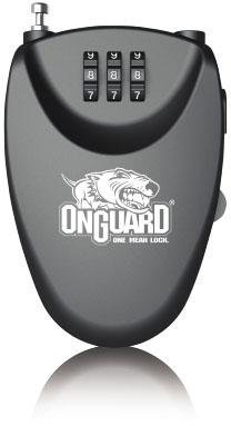 OnGuard Terrier 2' Retractable Cable Lock – 90 cm × 2 mm Steel Cable, 3-Digit Resettable Combination, Compact Security Lock
