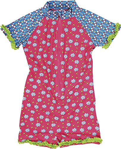 Playshoes UV-Schutz Einteiler Unisex Kinder Badeanzug Schwimmanzug Badebekleidung, Blumen, 74/80