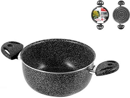 Home Stone Casseruola con 2 Manici, Pietra/Plastica, Antracite, 16 cm
