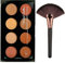 8 Colours Highlighter, Blusher, Bronzer, Bronzing Face Contour Palette + Large Rose-Gold Fan Cheek/Blending/Contour/Highlighter/Bronzer/Dust Makeup Brush