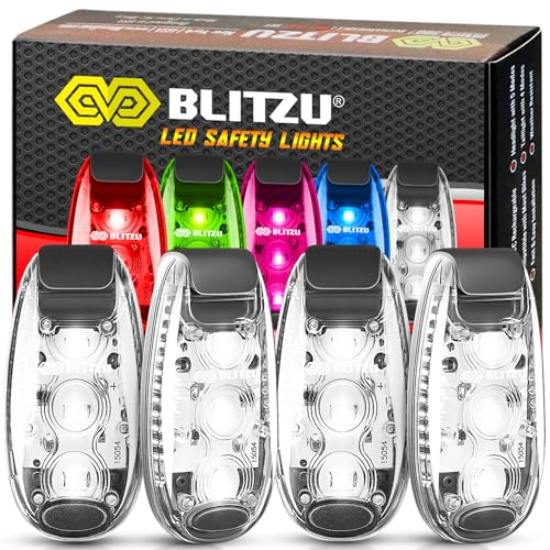 4 Pack LED Safety Light, Clip on Reflective Gear Lights for Walking at Night, Running, Jogging, High Visibility Strobe Light Accessories for Runners, Kids, Hiking, Kayak, Cycling, Camping, Boat White