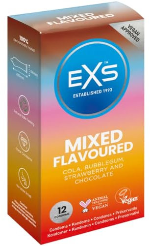 EXS | Gemischte Aromen Kondome | Naturlatex & Silikon geschmiert | Vegan | 12 Stück