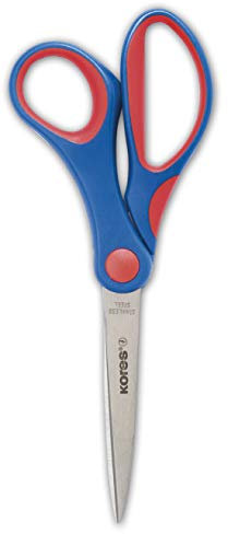 Kores - Forbici da Ufficio con Impugnatura Morbida per Studenti e Adulti, 170 mm, Acciaio Inossidabile Resistente all'Usura, Articoli per la Scuola e l'Ufficio, Confezione Singola in Colori Assortiti