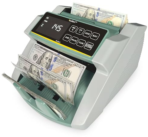 KOLIBRI Money Counter Machine with Advanced Fake Detection & LCD Display | 1,500 Bills per Minute Single-Denomination Cash Counter | Bill Counter Machine (US Customer Support)