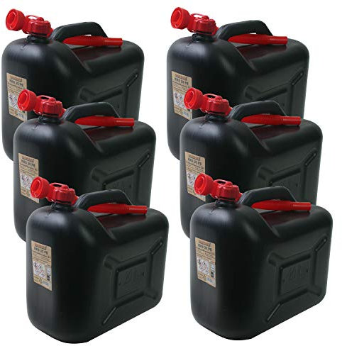 BAUPROFI 6er Set: 6X Benzinkanister KKS 20 PE schwarz 20 Liter Kraftstoffkanister 20L