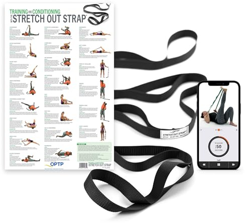 OPTP The Original Stretch Out Strap with Exercise Poster, USA Made Top Choice Stretch Out Straps for Physical Therapy, Yoga Stretching Strap or Knee Therapy (XL)