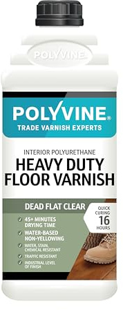 Polyvine Heavy Duty Floor Varnish – Quick Drying Floor Varnish – Polyurethane, Water-Based, Water Resistant Indoor Flooring Protection for Wood, Stone, Tiles, Slate (Dead Flat, 2 Litre)