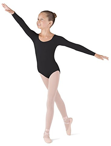Bloch Dance Girls Meglio Microlux Long Sleeve Leotard, Black, 12