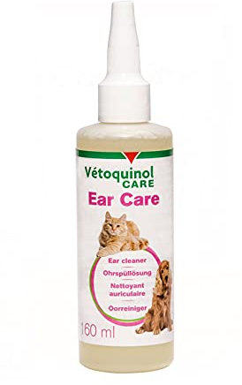 Vetoquinol Ear Care – pflegende Ohrspülung für Hunde & Katzen | mit Calendula & Basilikum – entfernt Ohrenschmalz & Schmutz, hält Gehörgang feucht & geschmeidig – 160 ml