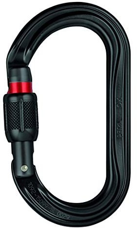 Petzl OK Oval Aluminum Carabiner (Symmetrical) - Black, Screw-Lock