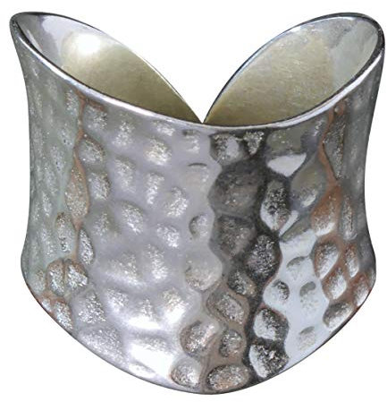 NicoWerk Silberring - Breiter Ring im Hochglanz Stil - Gehämmertes Design - Verstellbar für jeden Finger - Hohe Qualität - Inkl. Geschenkverpackung 193