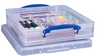 Really Useful Plastic Storage Box 7 Litre with Scrapbook Divider Tray Clear
