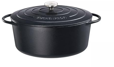 Küchenprofi Gusseisen Bräter mit Deckel, schwarz, 35 cm, Schmortopf, Auflaufform, Dutch Oven, Brotbacktopf, emailliert, für alle Herdarten und Induktion geeignet, zum Schmoren, Backen und Braten