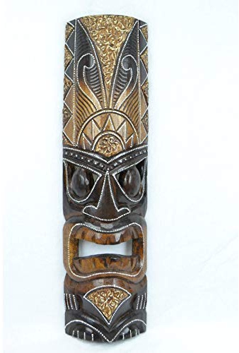 Maschera Tiki h50 cm in Legno. Déco Maori, Artigianato del Mondo.