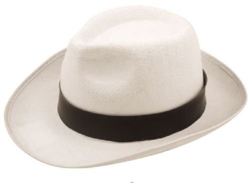 AL CAPONE Erwachsene Weiß Gangster Michael Jackson Trilby Fedora Hut - Filzhut Stil Velour Hut Mit Schwarz Schleife Band Trimmen