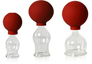 Lauschaer Glas Set di 3 Coppette per Massaggio Coppettazione, Massaggiatore con Ventose a Palla 25-35-45 mm, per Uso Professionale, Medico, Senza Fuoco, in Vetro Soffiato e Modellato a Mano, Originale