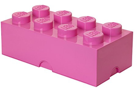 Brique de rangement LEGO 8 plots, Boîte de rangement empilable, 12 l, rose