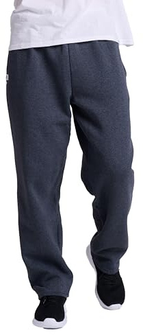 Russell Athletic Men's Dri-Power Open Bottom Fleece Pocket Pant, Black Heather, Large