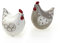 TEMPELWELT 2 x Deko Figur Henne sitzend im Set 9 cm, aus Keramik weiß braun rot, Dekofigur Huhn Hühner für Frühling Sommer Ostern Osterdeko