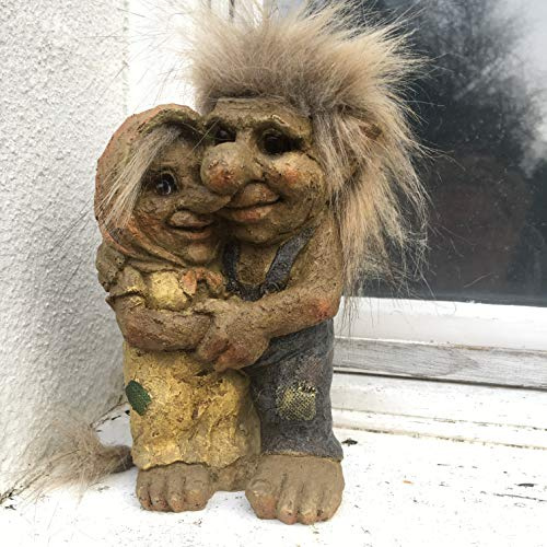 Coppia di troll gnomi, Talula e Tarquin, da giardino