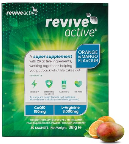 Revive Active, Super Supplement - 26 Active Ingredients in 1 Daily Sachet - Vitamin C, D, K2, Coq10, L-Arginine - Supports Overall Health, Immune System & Fatigue Reduction - 30 Day Supply