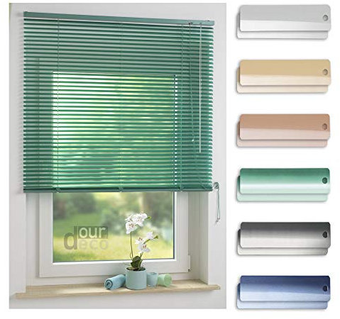 ourdeco® Aluminium-Jalousie / 090 x 220 Mint (Breite x Höhe) / Montage an Wand oder Decke, Premium Alu-Jalousie