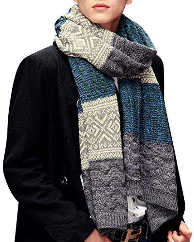 Yuson Girl Bufanda Punto Hombre Mujer la Tela Escocesa Cozy Lana Abrigo Del Mantón Cuello Bufanda Regalos Para Hombre Mujer(Azul)