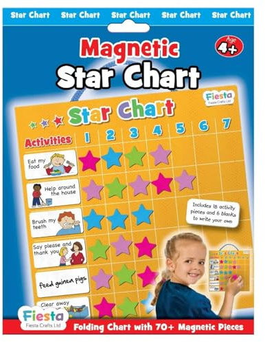 Magnetic Star Reward Chart (T2338) by Fiesta Crafts- Magnetic Activity Board for Kids & Toddlers - Creates Responsibility, Good Behaviour & A Willingness To Do Chores - Easy to understand and follow