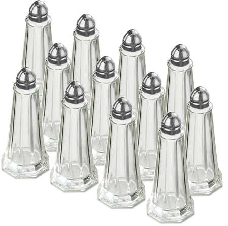 New Star Foodservice 22407 Glass Tower Salt and Pepper Shaker with Stainless Steel Top, 1-Ounce, Set of 12