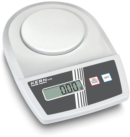 KERN Einsteiger-Laborwaage, 600g Wägebereich, 0,01g Ablesbarkeit, 0,03g Linearität, Tara-Funktion, LCD, LED Display, Zusammenklappbar, Kunststoff, 1 Stück