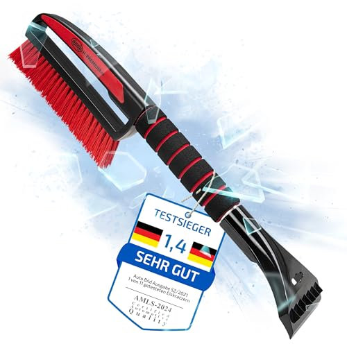 HEYNER® Eiskratzer Auto mit Besen TESTSIEGER 2024 * 9cm Klinge I mit Schneebesen mit 3cm x 22cm aus Polysterol I ergonomischer Softgriff Eisschaber aus hochschlagfestem Polycarbonat Größe: 50 x 9cm