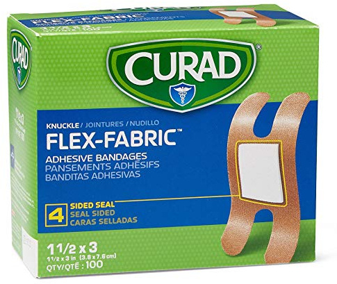 CURAD Flex-Fabric Adhesive Bandages, Knucle, 100 Ct, 1 BOX