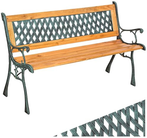 tectake® 2-Sitzer Gartenbank wetterfest, Gartenbank Holz im Landhausstil für Wintergarten Möbel, als romantische Balkonbank, Holzbank Garten, Gartenmöbel Bänke 128 x 51 x 73 cm