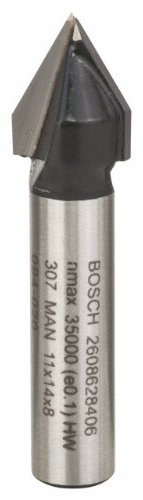 Bosch Professional Zubehör 2608 628 406 V-Nutfräser 8 mm, D1 11 mm, L 14 mm, G 45 mm, 60°